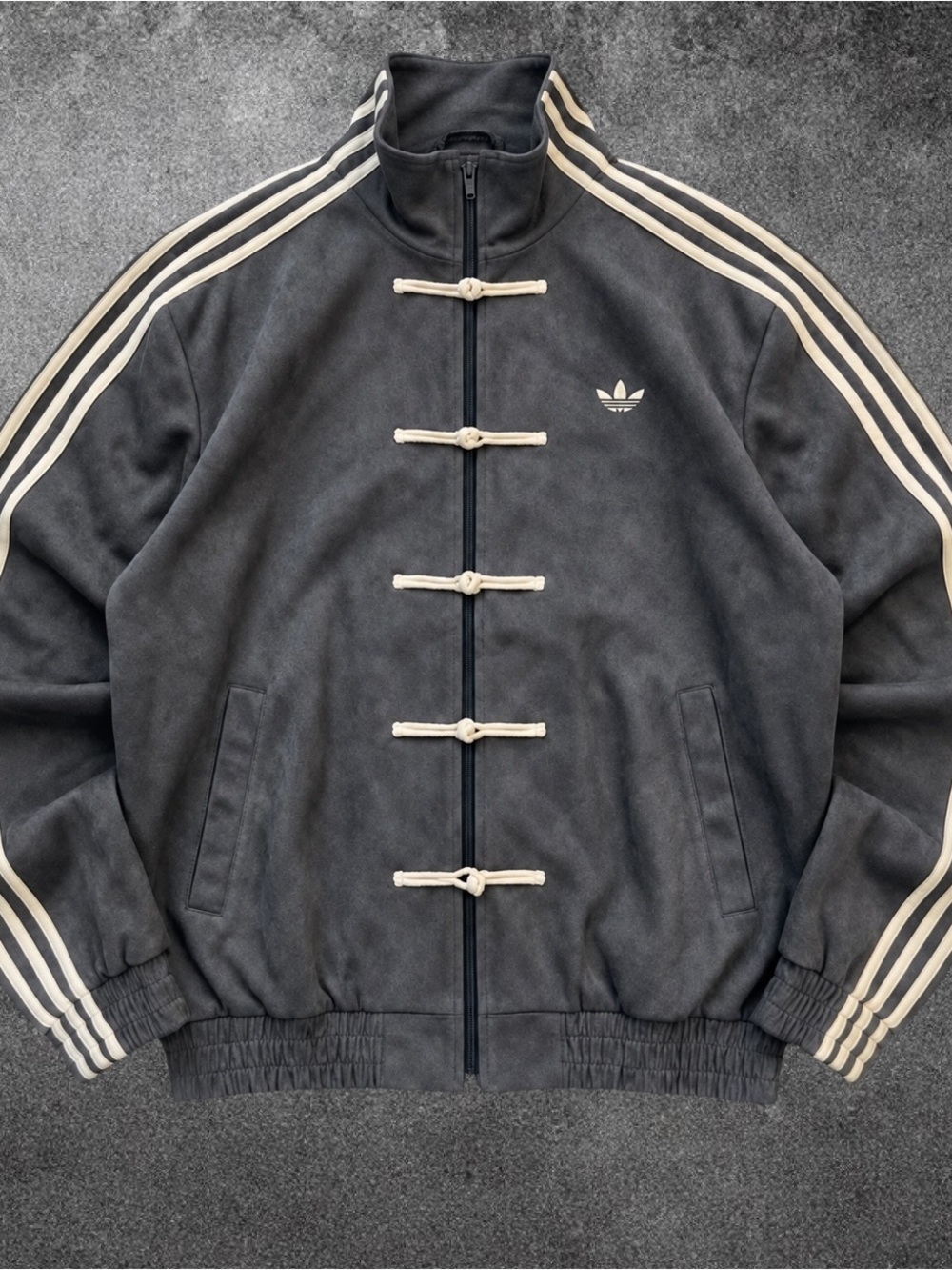 Adidas Originals Kung Fu Track Jacket Mens Medium Frog Button Grey NWT New